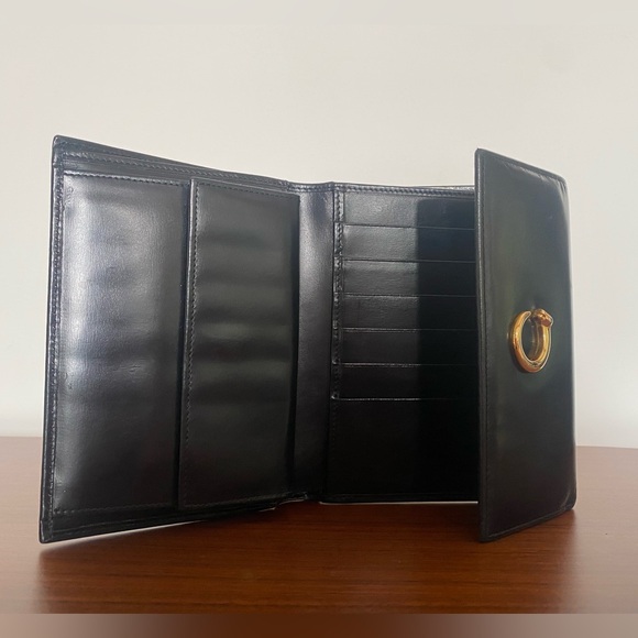 Cartier Black Leather and Gold Panthere Trifold Wallet - Picture 9 of 15